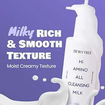 DEWYTREE Hi Amino All Cleansing Milk - Hydrating Facial Cleanser for Sensitive Skin | Amino Acid Face Lotion Oil Cleanser Korean Exfoliating Face Wash | Face Cleanser for Women & Men (6.76fl oz)