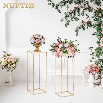 Elegant Nuptio Gold Geometric Flower Stands for Events