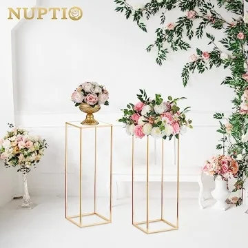 Elegant Nuptio Gold Geometric Flower Stands for Events