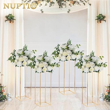 Elegant Nuptio Gold Geometric Flower Stands for Events