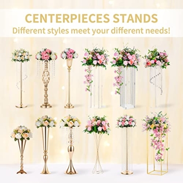 Elegant Nuptio Gold Geometric Flower Stands for Events