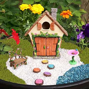 Meadow & Oak Fairy House Kit, Outdoor Fairy Garden Kit for Kids & Adults, Fairy Garden House with Do...