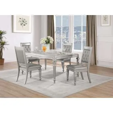 Coaster Home Furnishings Bling Game 5-Piece Dining Set with Rectangular Extension Leaf Table, Metall...