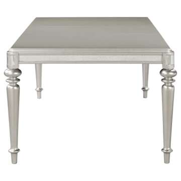 Coaster Home Furnishings Bling Game 5-Piece Dining Set with Rectangular Extension Leaf Table, Metallic/Metallic Platinum