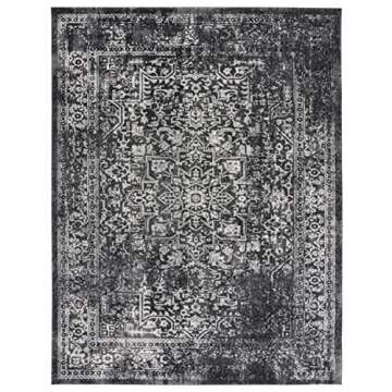 SAFAVIEH Evoke Collection Area Rug - 8' x 10', Black & Grey, Oriental Distressed Design, Non-Sheddin...
