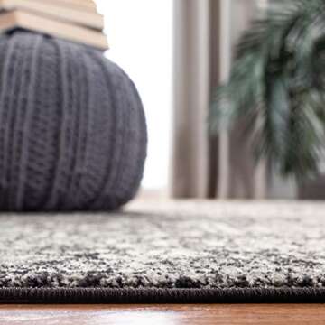 SAFAVIEH Evoke Collection Area Rug - 8' x 10', Black & Grey, Oriental Distressed Design, Non-Shedding & Easy Care, Ideal for High Traffic Areas in Living Room, Bedroom (EVK256R)