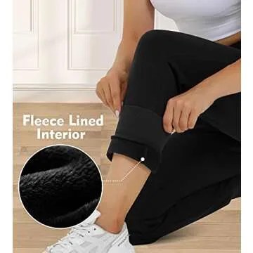 Heathyoga Fleece Lined Joggers for Women Thermal Sweatpants for Women Joggers with Pockets Workout Pants Running Pants Black