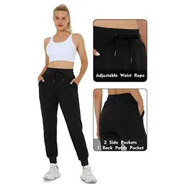 Heathyoga Fleece Lined Joggers for Women Thermal Sweatpants for Women Joggers with Pockets Workout Pants Running Pants Black