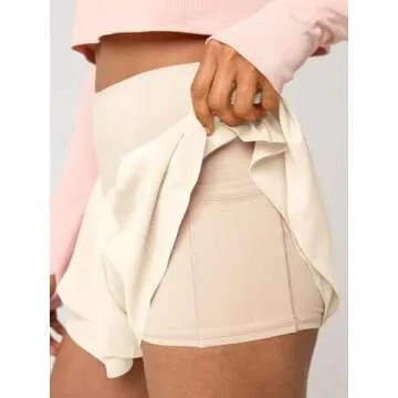 Fisoew Women's High Waisted Ruffle Athletic Shorts