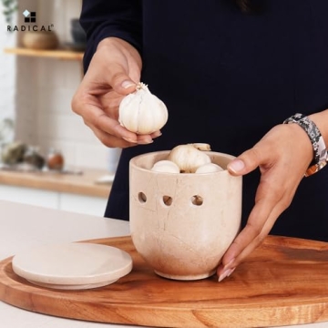 Radicaln Marble Garlic Keeper for Elegant Kitchen Storage