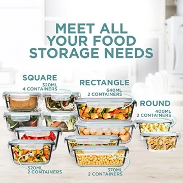 24 Pc Airtight Glass Food Storage Containers for Meal Prep