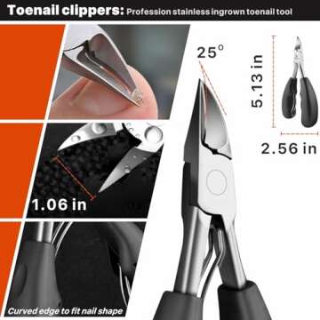 Konovo Ingrown Toenail Tool Kit 9 Pcs, Toe Nail Clippers for Adult and Seniors, Large Toenail Clippe...