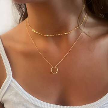 Annika Bella Lace Choker, Simple Gold Necklace, Length 13-16 Inches, Minimalist Collar Necklaces, Layering Chokers for Women (Lace Chain)