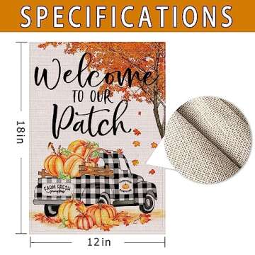 pinata Fall Garden Flag 12x18, Welcome Pumpkin Fall Decorations Outdoor, Small Truck fall Yard Flag Double Sided Autumn Thanksgiving Halloween Farmhouse Seasonal Fall Decor, Burlap outdoor fall decor