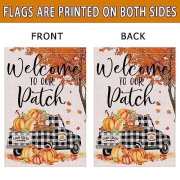 pinata Fall Garden Flag 12x18, Welcome Pumpkin Fall Decorations Outdoor, Small Truck fall Yard Flag Double Sided Autumn Thanksgiving Halloween Farmhouse Seasonal Fall Decor, Burlap outdoor fall decor
