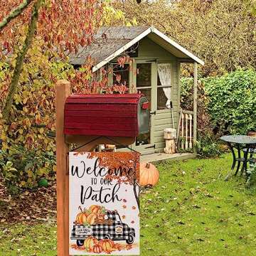 pinata Fall Garden Flag 12x18, Welcome Pumpkin Fall Decorations Outdoor, Small Truck fall Yard Flag Double Sided Autumn Thanksgiving Halloween Farmhouse Seasonal Fall Decor, Burlap outdoor fall decor