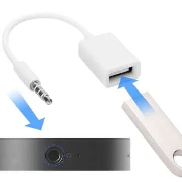 Joyzan USB to Aux Audio Adapter, 3.5mm Male Jack Plug to Female Converter Auxiliary Cord Cable for Devices Playing Music System Car CD Player External U Disk Computer TV Mobile Phone PC White 5.5in