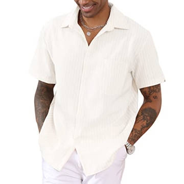 Stylish Men's Casual Linen Button Down Shirt for Beach Days
