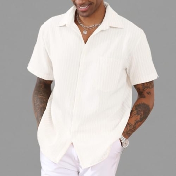 Men's Casual Linen Button Down Shirt for Summer Fun