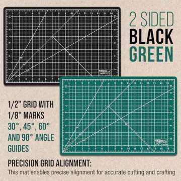 U.S. Art Supply Thickend - 12" x 18" Green/Black Professional Self Healing 5-Ply Double Sided Durable Non-Slip Cutting Mat Great for Scrapbooking, Quilting, Sewing and all Arts & Crafts Projects