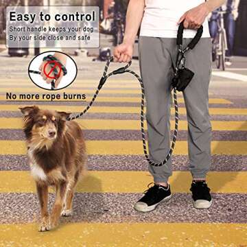 Plutus Pet Rope Dog Leash 6ft Long,Traffic Padded Two Handle,Heavy Duty,Reflective Double Handles Lead for Control Safety Training,Leashes for Large Dogs or Medium Dogs,Dual Handles Leads(Black)