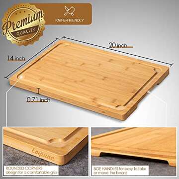 2XLarge Cutting Board, 20" Bamboo Cutting Boards for Kitchen with Juice Groove and Handles Kitchen C...