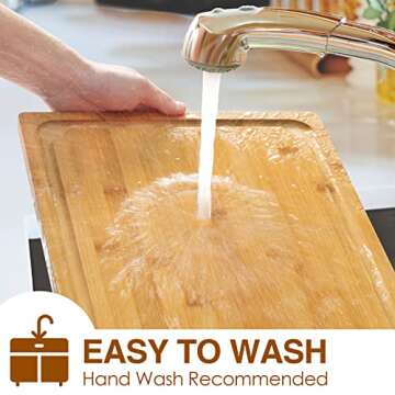 2XLarge Cutting Board, 20" Bamboo Cutting Boards for Kitchen with Juice Groove and Handles Kitchen Chopping Board for Meat Cheese board Heavy Duty Serving Tray, 2XL, Empune