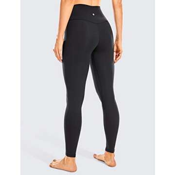 CRZ YOGA Women's High Waisted Brushed Comfort Leggings 28" - Naked Feeling Soft Black Medium