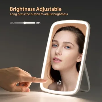 NEZZOE Rechargeable LED Makeup Mirror Dimmable Lights Portable