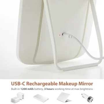NEZZOE Rechargeable LED Makeup Mirror Dimmable Lights Portable