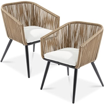 Stylish Wicker Patio Dining Chairs - Set of 2