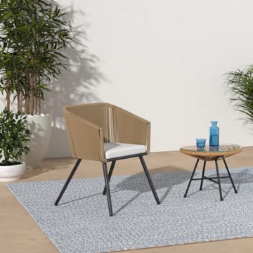 Stylish Wicker Patio Dining Chairs - Set of 2