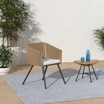 Stylish Wicker Patio Dining Chairs - Set of 2