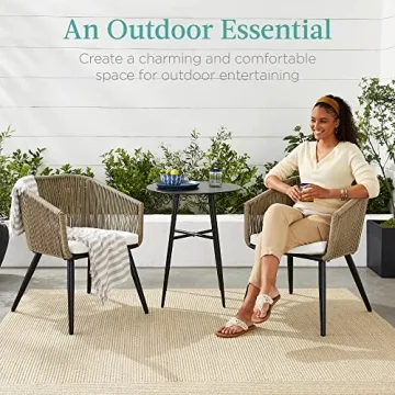 Stylish Wicker Patio Dining Chairs - Set of 2