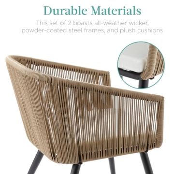 Stylish Wicker Patio Dining Chairs - Set of 2