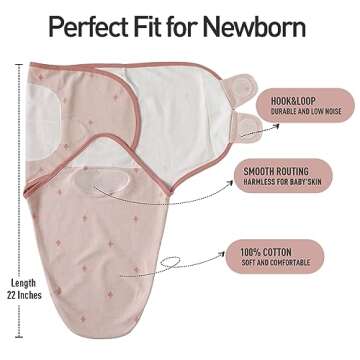 GLLQUEN BABY 3-Pack Organic Baby Swaddle Sleep Sacks for Newborn - Baby Swaddles 0-3 Months, Baby Swaddle Sack, Rainbow & Sun, Baby Swaddle Blanket Wrap (Small/Medium)