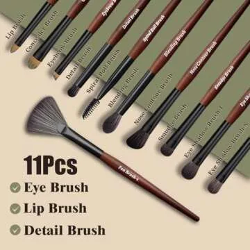 Makeup Brushes 16 Pcs Makeup Brush Set Professional, Wood Handle Travel Make Up Brushes Set with Case, Premium Cruelty-Free Synthetic Fiber Hair Makeup Brush Kit with Holder