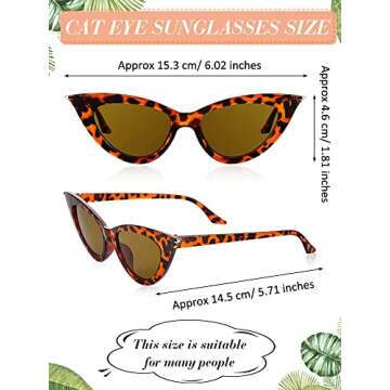 Leinuosen 8 Pairs Retro Cat Eye Sunglasses Vintage Sunglasses Colorful Women Sun Glasses Trendy Sun Glasses for Party(Mixed Colors)