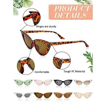 Leinuosen Cat Eye Sunglasses Set - 8 Colorful Pairs