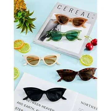 Leinuosen Cat Eye Sunglasses Set - 8 Colorful Pairs