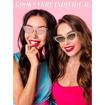 Leinuosen 8 Pairs Retro Cat Eye Sunglasses Vintage Sunglasses Colorful Women Sun Glasses Trendy Sun Glasses for Party(Mixed Colors)