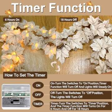 [ Timer ] 2 Pack Fall Decor Fall Garland with Lights Thanksgiving Decorations Indoor, Lighted Maple ...