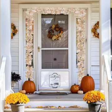 [ Timer ] 2 Pack Fall Decor Fall Garland with Lights Thanksgiving Decorations Indoor, Lighted Maple Leafed Garland Total 13 Ft 40 LED Battery Operated Fall Autumn Halloween Decor Mantel Indoor Outdoor