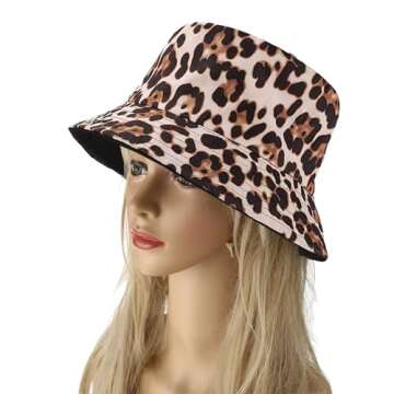 Joylife Animal Print Bucket Hat Novelty Pattern Sun Hats Reversible Packable Fishing Cap for Women, Men, Beige