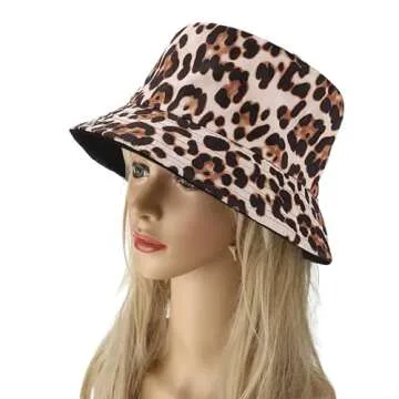Joylife Animal Print Bucket Hat Novelty Pattern Sun Hats Reversible Packable Fishing Cap for Women, Men, Beige