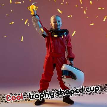 Amyhill 24 Pcs Race Car Trophy Cups With Straws and Lids 12 Oz Plastic Race Car Birthday Party Supplies And Favors For Kids Adults Props Rewards Winning Prizes Competitions (Gold)