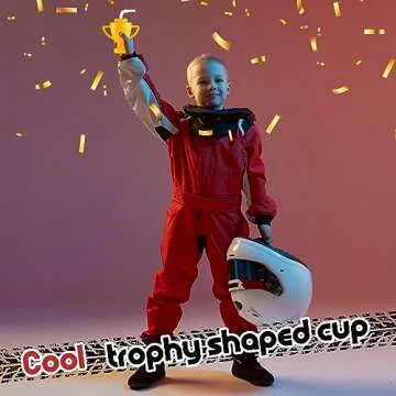 Amyhill 24 Pcs Race Car Trophy Cups With Straws and Lids 12 Oz Plastic Race Car Birthday Party Supplies And Favors For Kids Adults Props Rewards Winning Prizes Competitions (Gold)