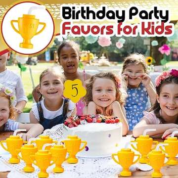 Amyhill 24 Pcs Race Car Trophy Cups With Straws and Lids 12 Oz Plastic Race Car Birthday Party Supplies And Favors For Kids Adults Props Rewards Winning Prizes Competitions (Gold)