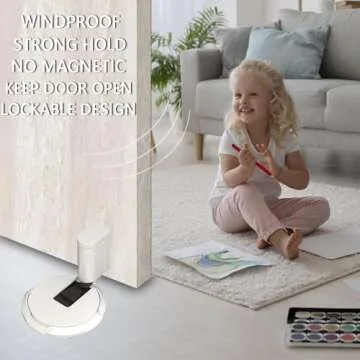 HOOFUS No Magnetic Mechanical Door Stopper,Adjustable Door Holder, for Door Gaps up to 0.75 Inch in Height,Windproof Door Stop,Nail Free or Screws (Ceramic White, for Within 3/4 Inch High DoorGaps)