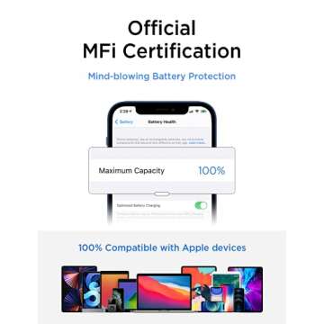 LISEN MFi Certified iPhone Charger Cable (6.6ft), [Never Rupture] Lightning Cable 2.4A Fast Charging iPhone Cord Compatible with iPhone 11 Pro/Xs Max/XR/XS/X/8/8 Plus/7/6/6 Plus/SE/5/5S